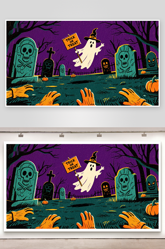 万圣节幽灵墓地奇遇-众图网