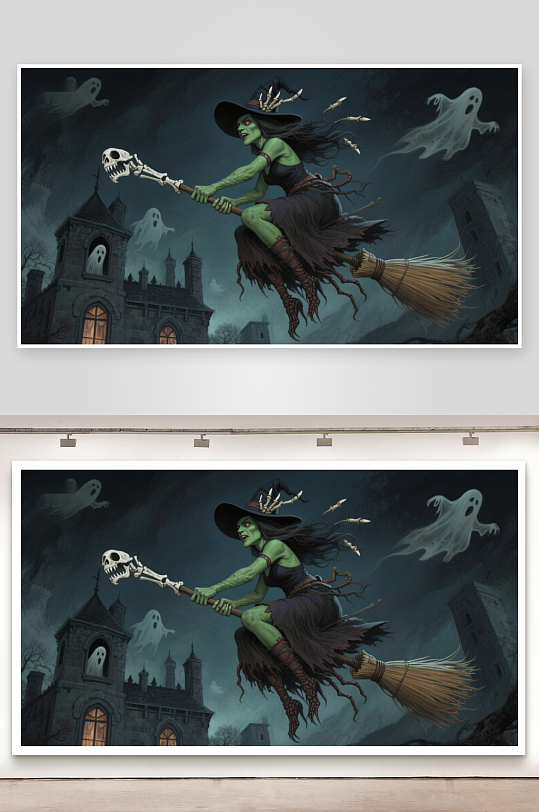 夜空中的女巫与幽灵-众图网