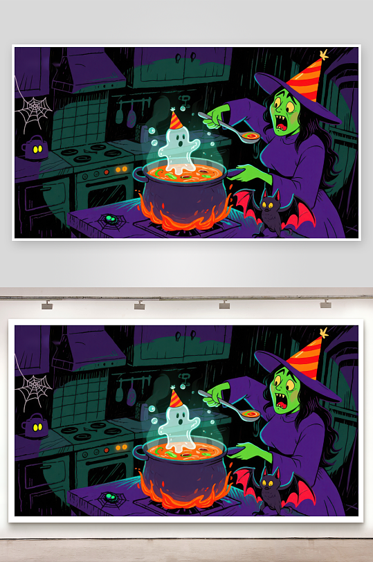 女巫厨房魔法汤与小幽灵-众图网