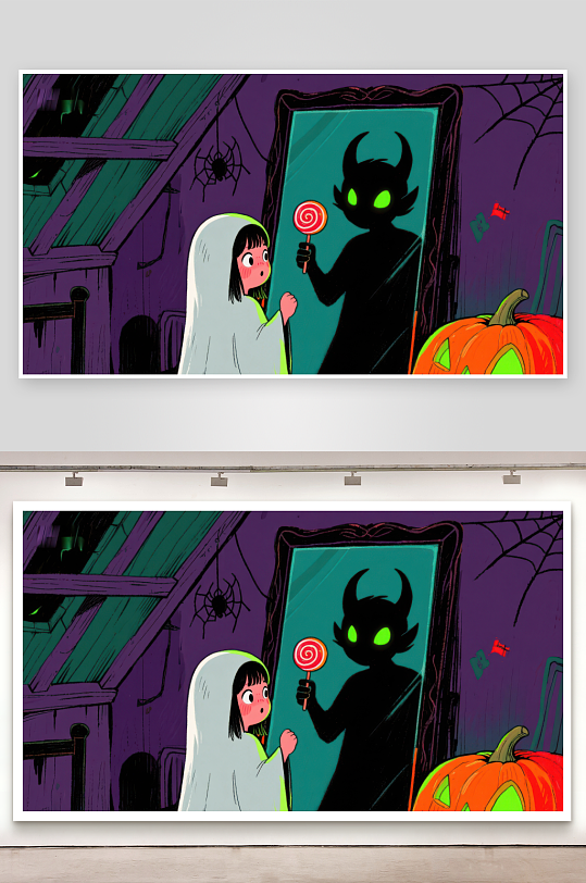 小女孩与镜中恶魔的糖果诱惑-众图网