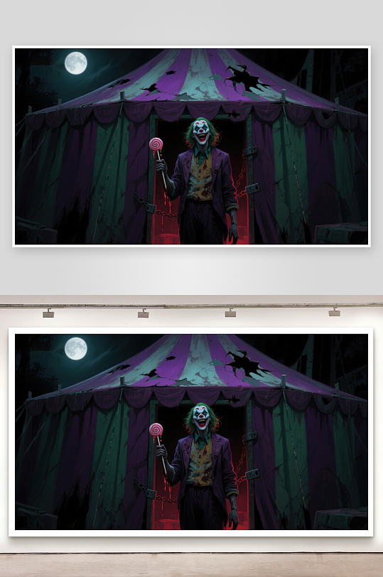 小丑夜幕下的神秘帐篷-众图网