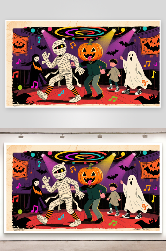 万圣节派对上的欢乐舞会-众图网