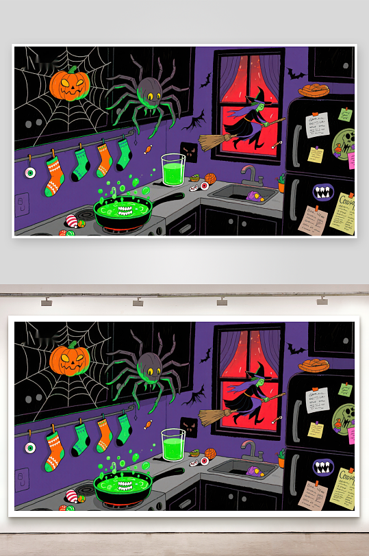 万圣节主题厨房装饰-众图网