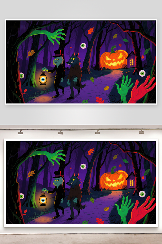 万圣节森林中的神秘探险-众图网