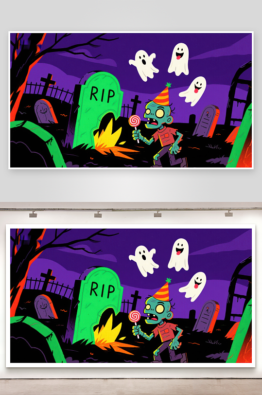 万圣节僵尸与幽灵的欢乐夜-众图网