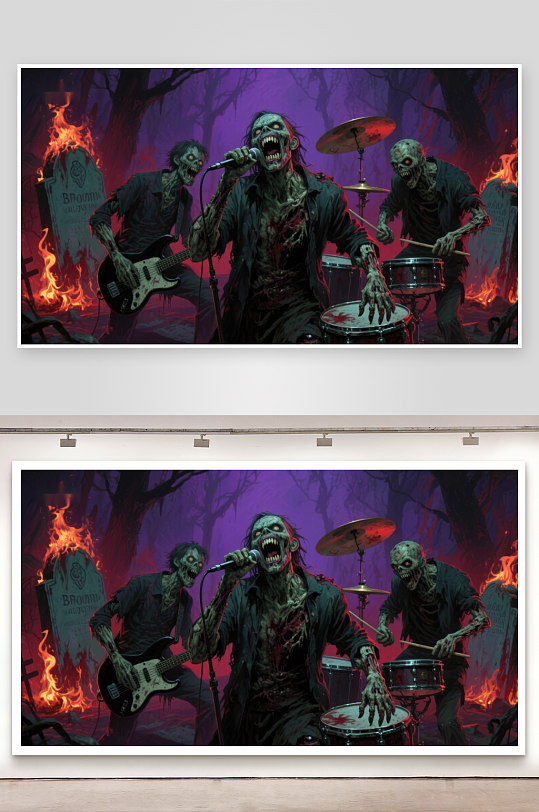 僵尸乐队在墓地演奏-众图网