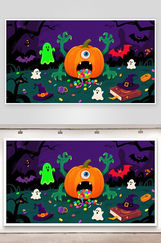 万圣节南瓜与糖果的奇幻夜-众图网