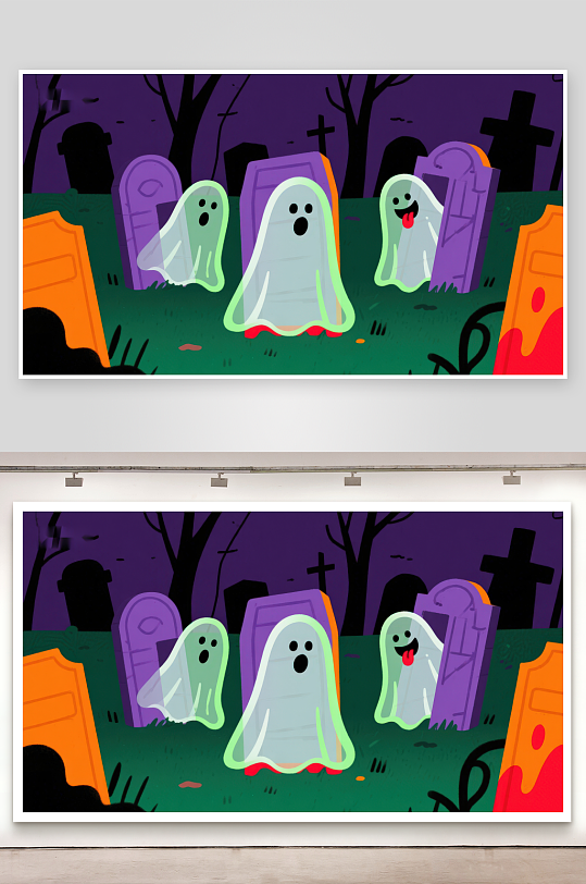 墓地里的三个小幽灵-众图网