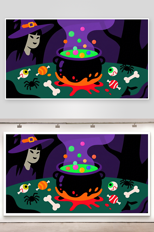 万圣节女巫与魔法药水-众图网