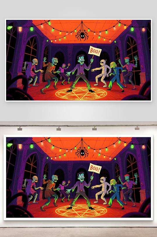 万圣节僵尸舞会狂欢场景-众图网