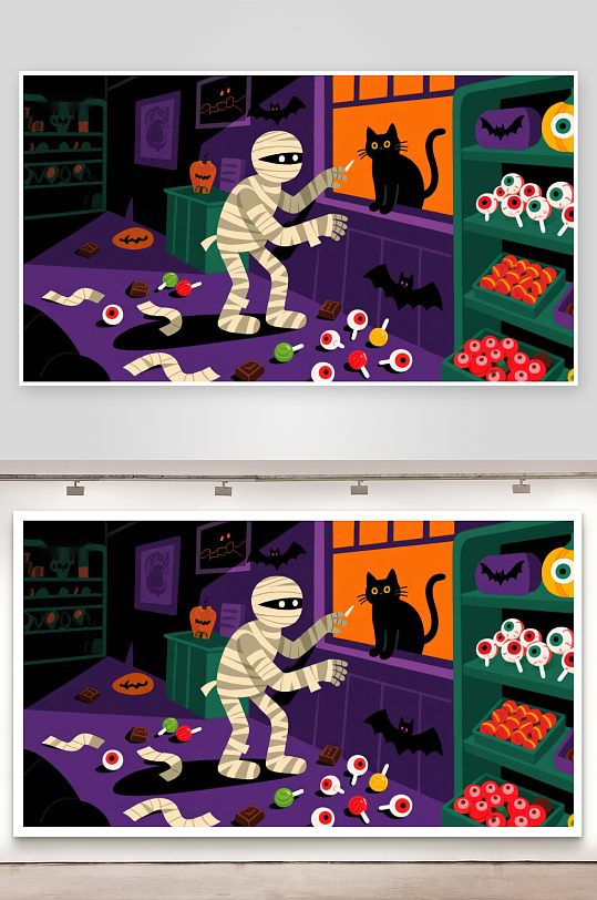 万圣节糖果店里的木乃伊-众图网