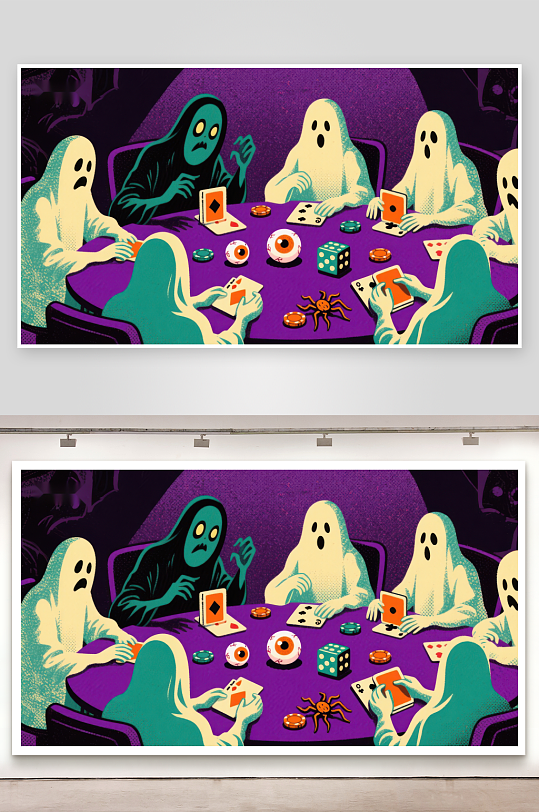 幽灵围桌玩牌游戏-众图网