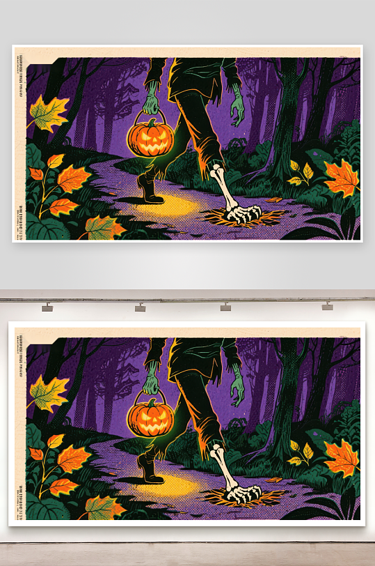 幽灵提灯漫步森林-众图网