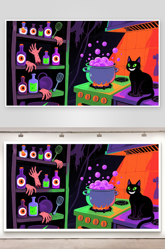 魔法厨房神秘药剂与黑猫-众图网