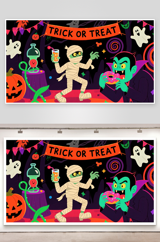 万圣节派对木乃伊与吸血鬼的欢乐时光-众图网