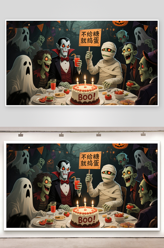 万圣节怪物共聚晚餐-众图网