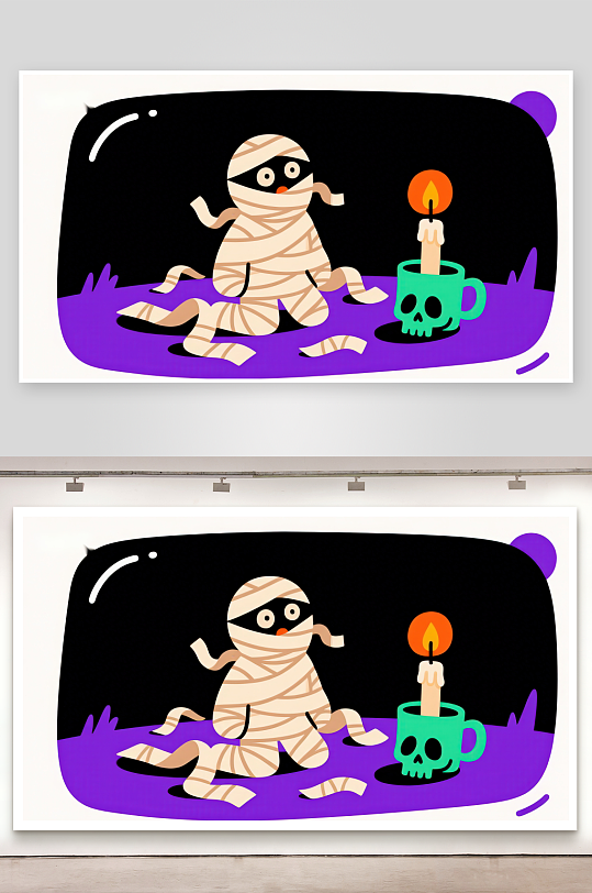 木乃伊与骷髅杯的夜晚-众图网