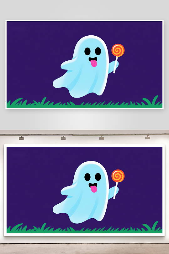 可爱幽灵手持棒棒糖-众图网