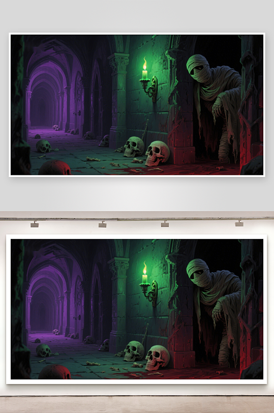 幽暗古堡中的神秘守卫-众图网