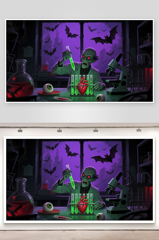 实验室中的绿色科学家进行神秘实验-众图网