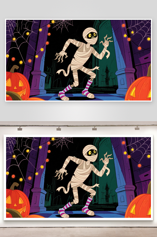 万圣节木乃伊欢乐舞动-众图网