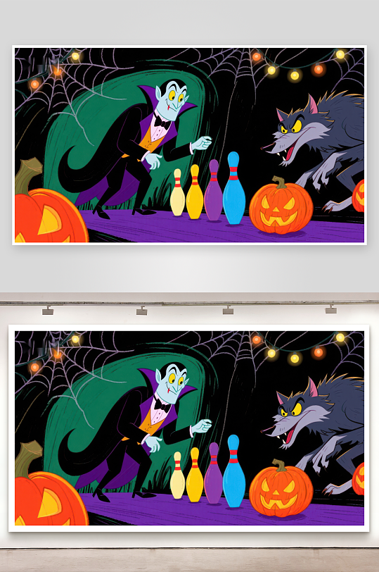 万圣节夜的保龄球对决-众图网