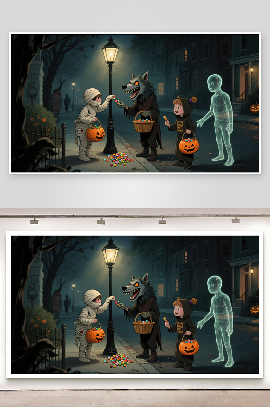 万圣夜街头的奇幻相遇-众图网