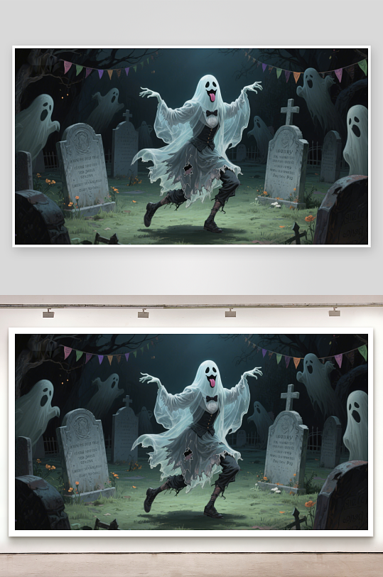墓地中的欢乐幽灵-众图网