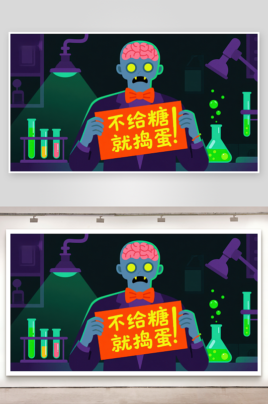 僵尸手持标语实验室背景-众图网