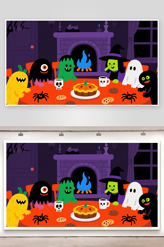 万圣节怪物共聚晚餐-众图网