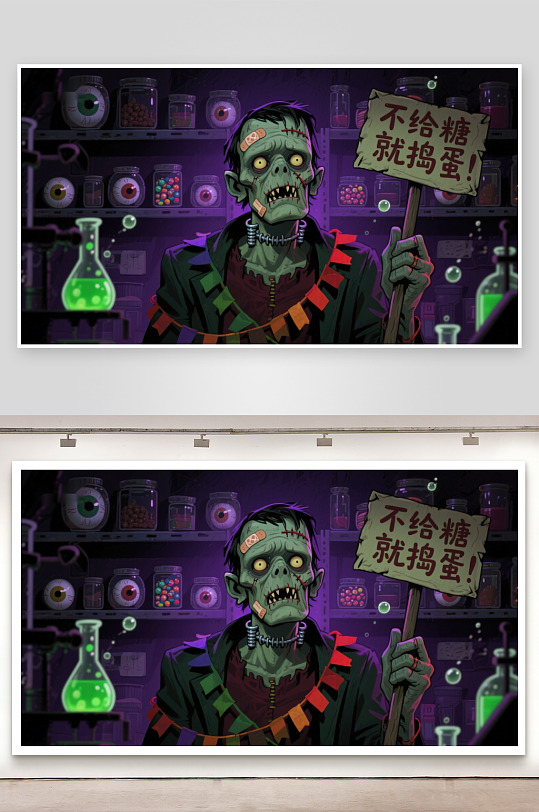 僵尸手持标语背景实验室-众图网