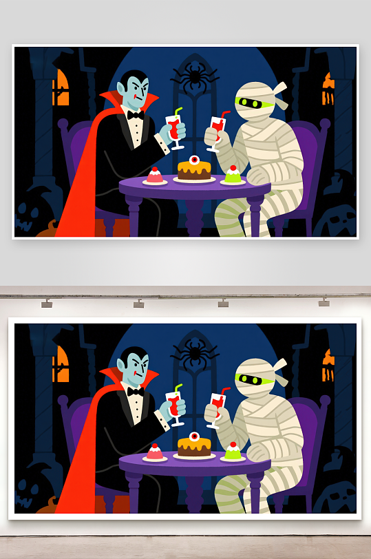 吸血鬼与木乃伊的神秘晚餐-众图网