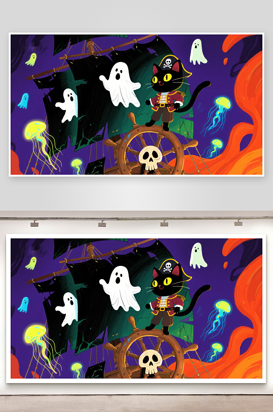 海盗猫与幽灵船的奇幻冒险-众图网