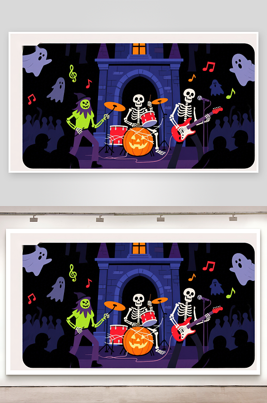 万圣节骷髅乐队表演-众图网