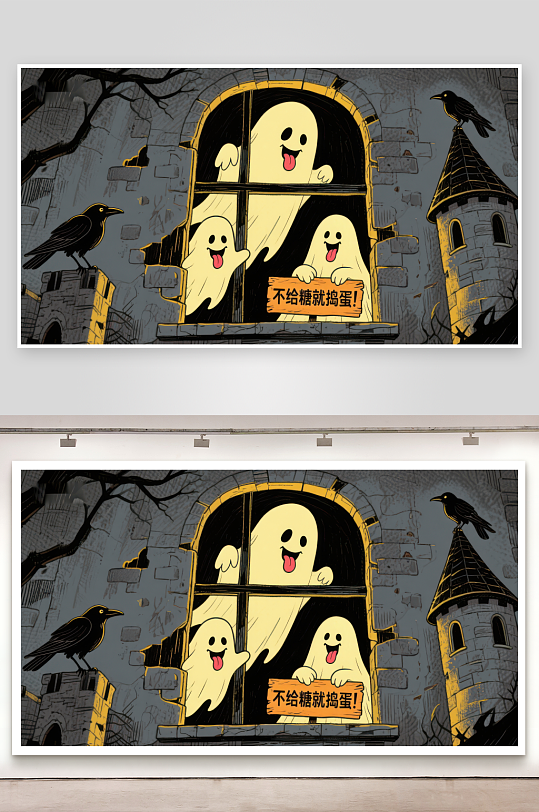 万圣节幽灵窗前搞怪-众图网