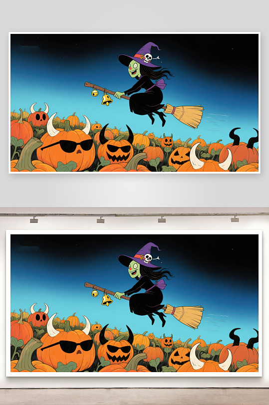 万圣夜巫女飞越南瓜田-众图网