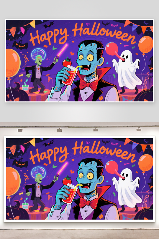 欢乐万圣节派对场景-众图网