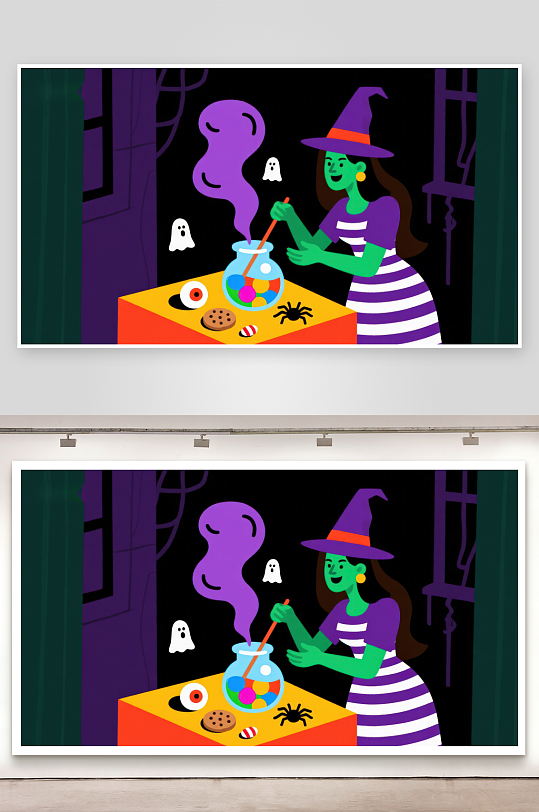 女巫在夜晚施展魔法-众图网