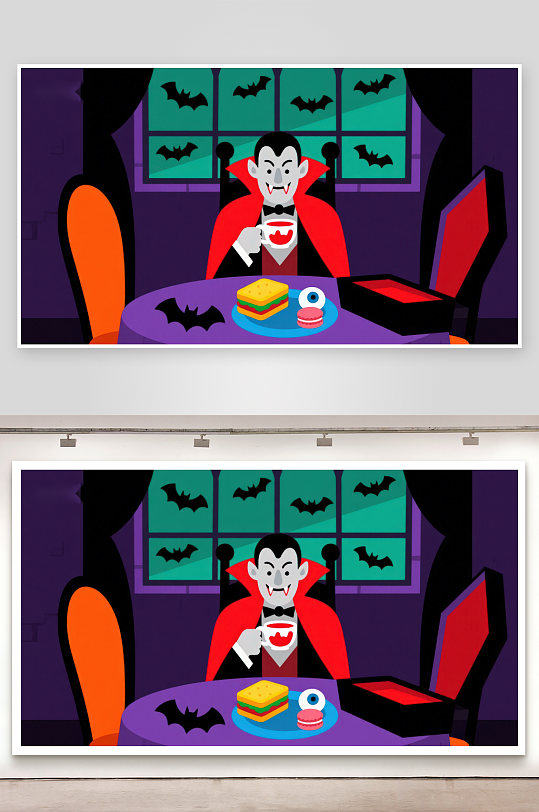 吸血鬼享用奇特餐点-众图网