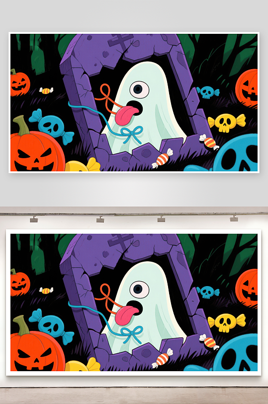 万圣节幽灵与糖果的奇幻夜-众图网