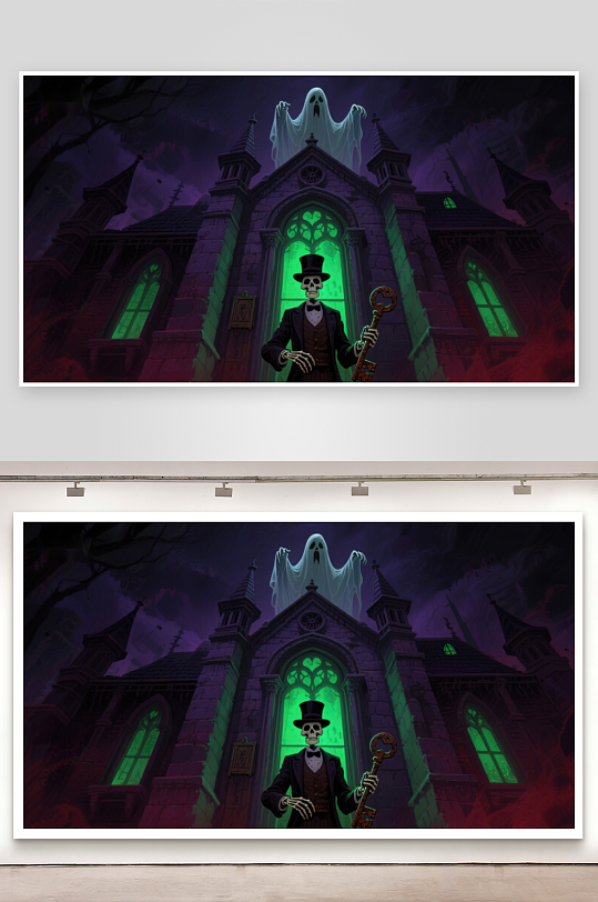 幽灵教堂前的骷髅守门人-众图网