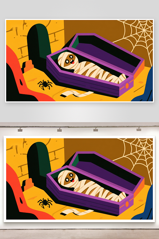 紫色棺材中的微笑木乃伊-众图网