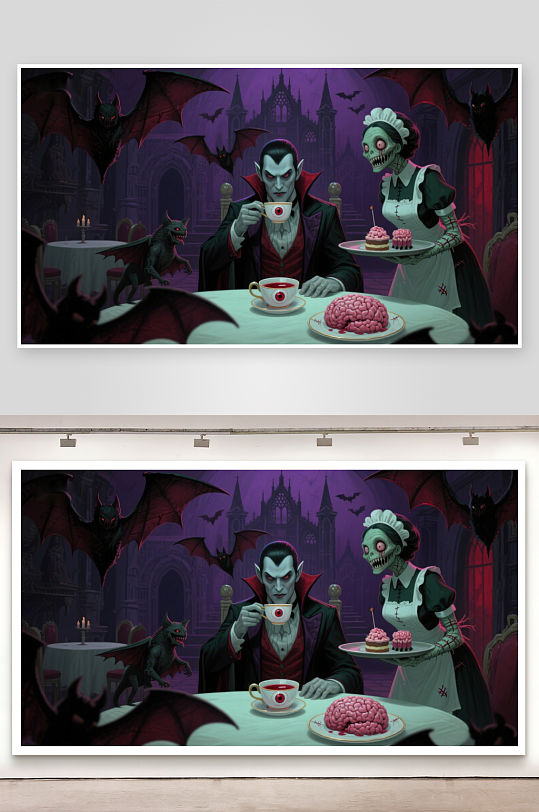 吸血鬼与僵尸女仆的诡异茶会-众图网