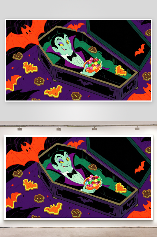 棺材中的角色手捧糖果-众图网