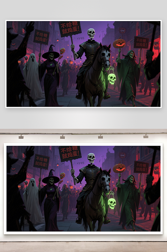 万圣节游行中的骷髅骑士-众图网