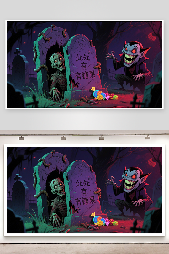 墓地糖果诱惑僵尸与吸血鬼的夜晚-众图网