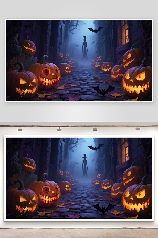 万圣节南瓜灯与幽灵小径-众图网