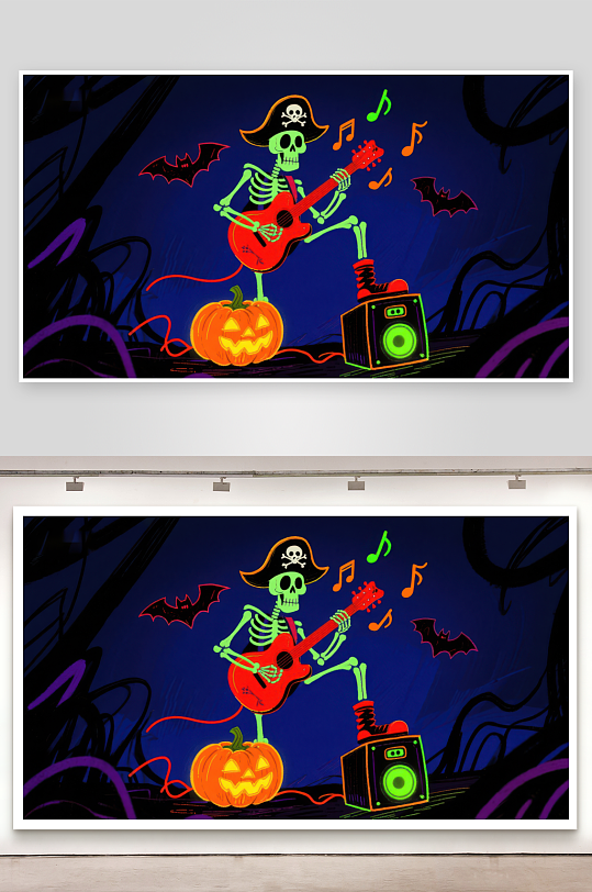 骷髅吉他手的万圣夜派对-众图网