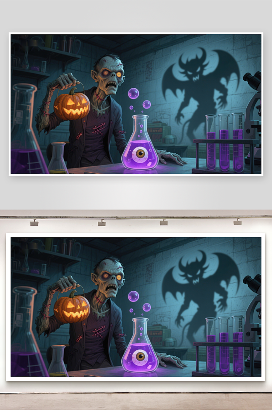 实验室里的僵尸与南瓜灯-众图网