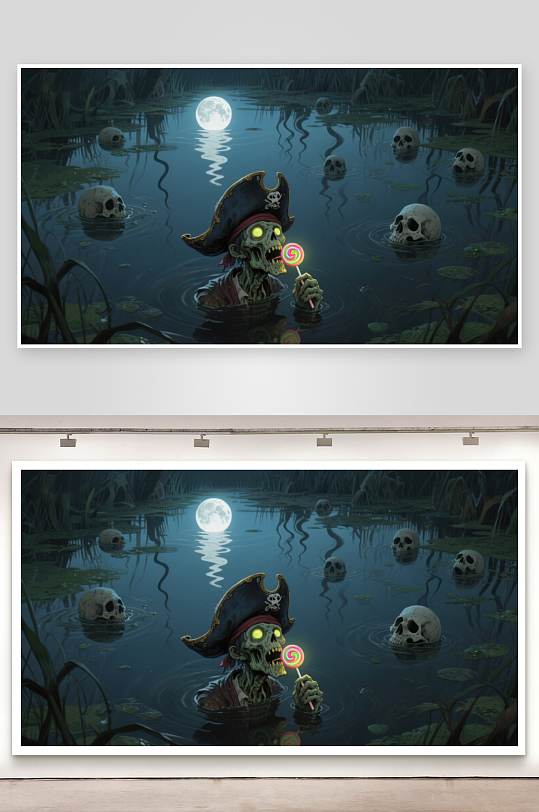 沼泽中的骷髅海盗与糖果-众图网